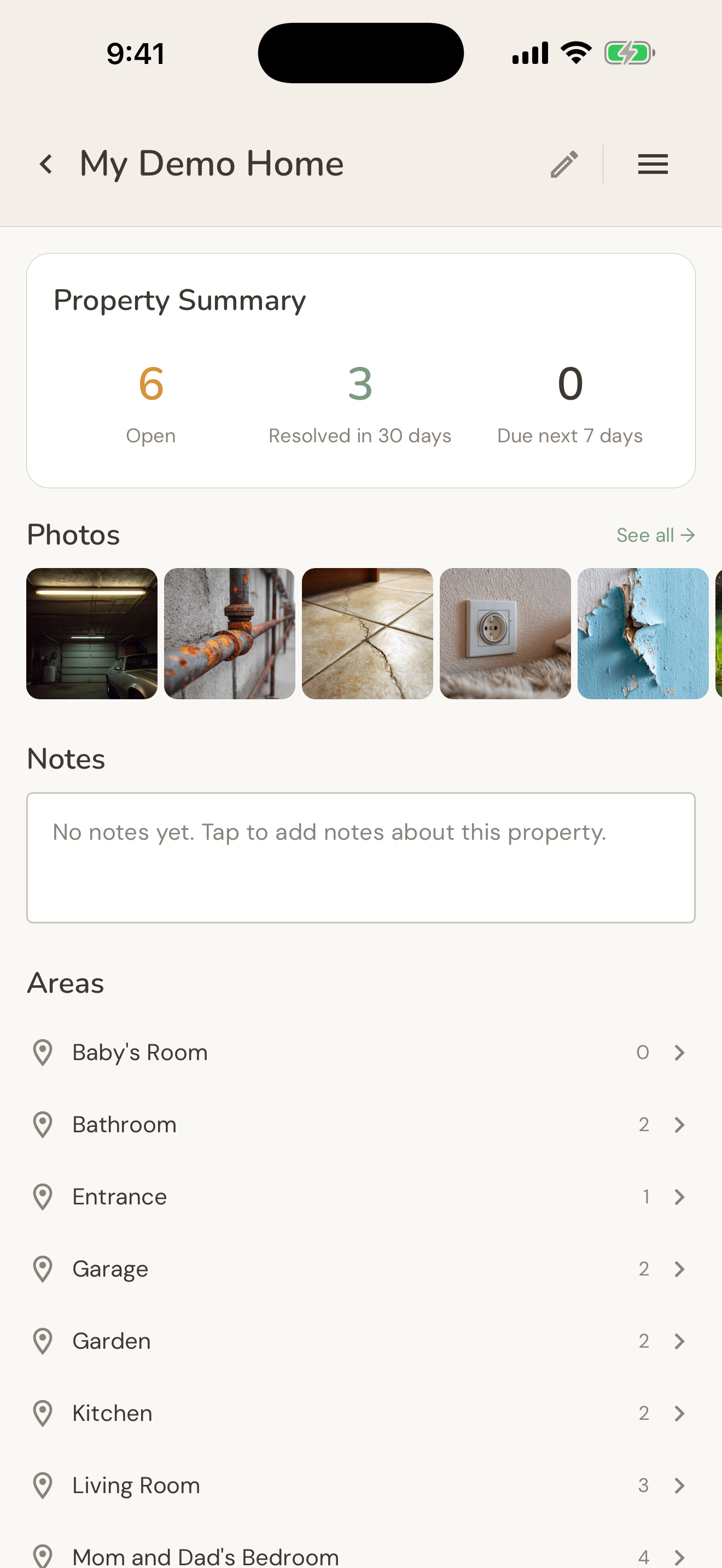 Meu Cantinho — property screen